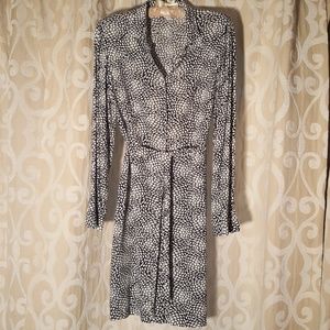 LL Bean Signature Shirt Dress Sz 8 Black & white